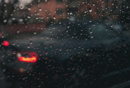 Vertical Space - water droplets on glass window