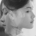 Layering Techniques - Black and White Double Exposure Portrait of a Young Beautiful Woman