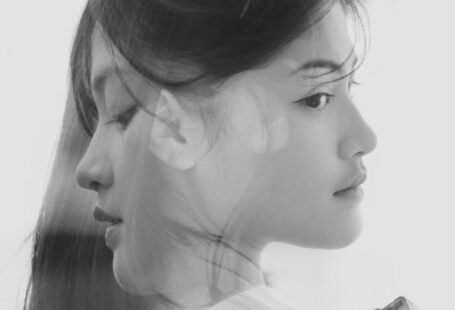 Layering Techniques - Black and White Double Exposure Portrait of a Young Beautiful Woman